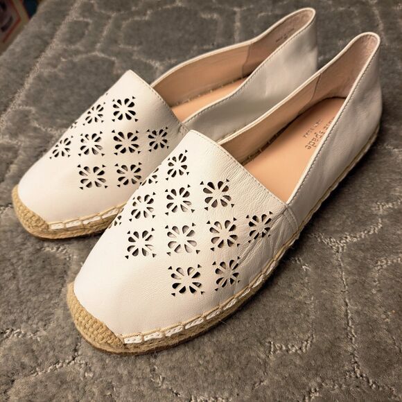 Kate Spade Garcia Cut Out White Leather Espadrille Flats WOMENS SIZE 9M comfort - Picture 2 of 12